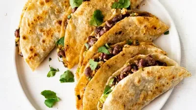 Crispy Black Bean Tacos with Feta and Lime