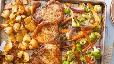 Quick & Easy Sheet Pan Pork Chops with Roasted Potatoes and Veggies