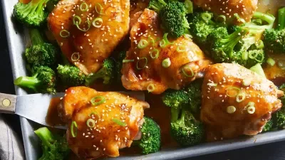 Sheet Pan Teriyaki Sesame Chicken and Broccoli