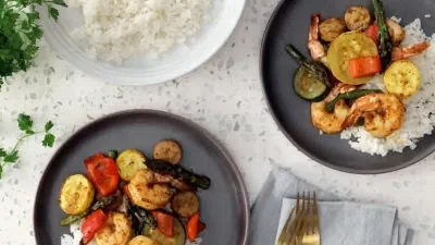 Cajun Shrimp, Sausage, and Vegetable Sheet Pan