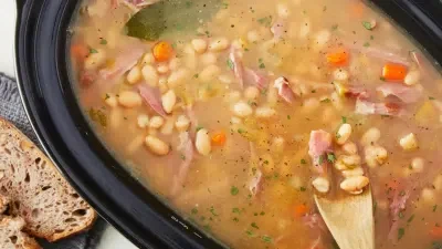 Slow Cooker Smoky Ham and White Bean Soup