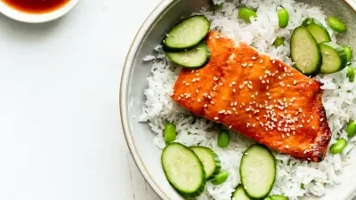 Salmon and Coconut Rice Bowls with Sriracha Honey