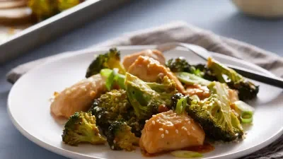 Sheet Pan Sesame Chicken and Broccoli