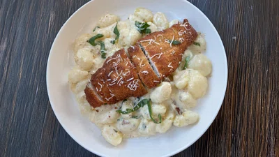 Creamy Lemon Ricotta Gnocchi with Crispy Chicken Cutlet