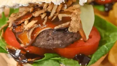Bourbon Burger with Crispy Onions