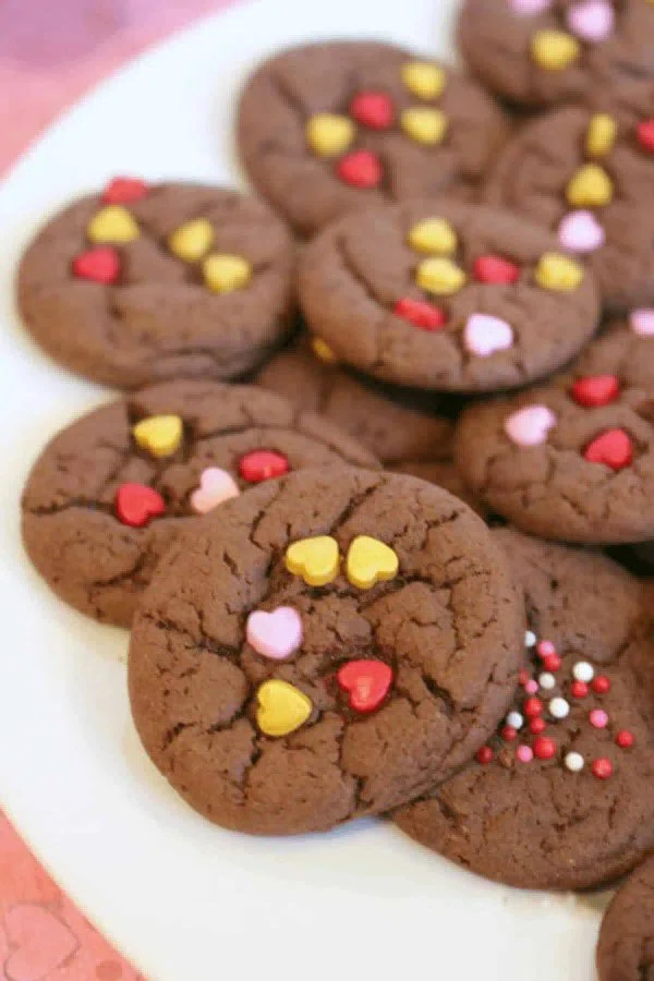 Valentine Chocolate Cake Mix Cookies cover