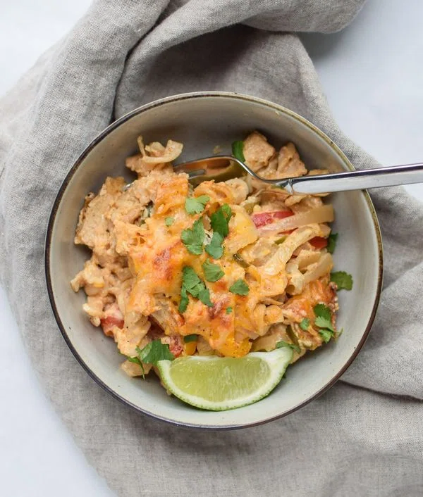 Baked Chicken Fajita Noodle Casserole cover