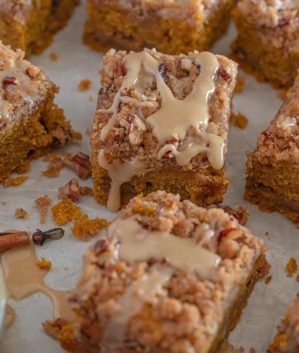 Pumpkin Pecan Coffee Cake with Brown Butter Streusel and Maple Icing cover