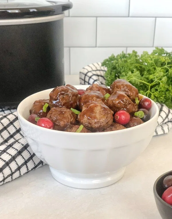 Cranberry BBQ Crockpot Meatballs cover