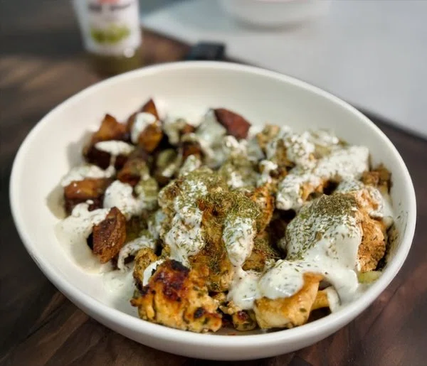 Lemon Herb Chicken with Creamy Garlic Dill Sauce & Roasted Potatoes cover