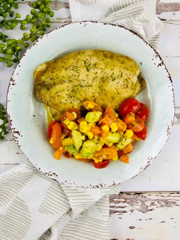 Baked Haddock with Corn Salad cover