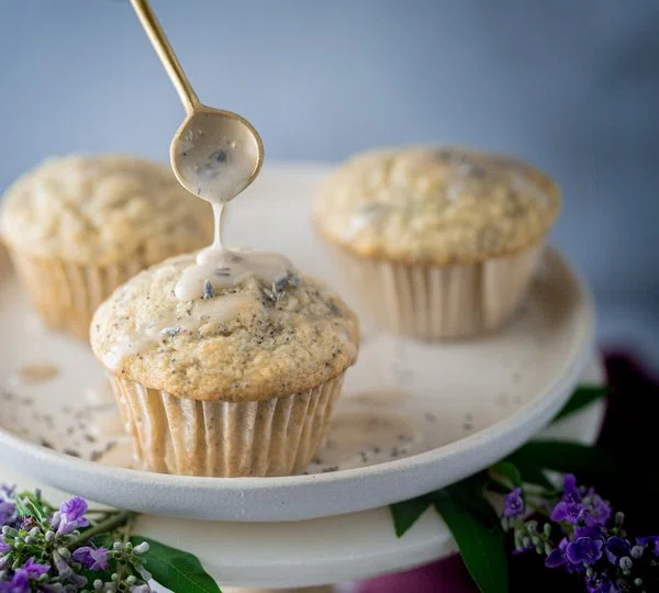 Vegan Lemon Poppy Seed Muffins With Lavender Glaze cover
