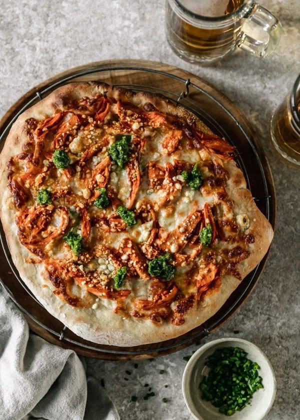 Buffalo Chicken Pizza With Chive Pesto cover