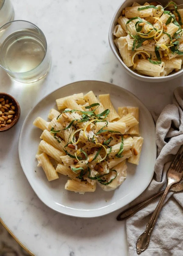 Creamy Lemon Pasta With Fried Pine Nuts cover