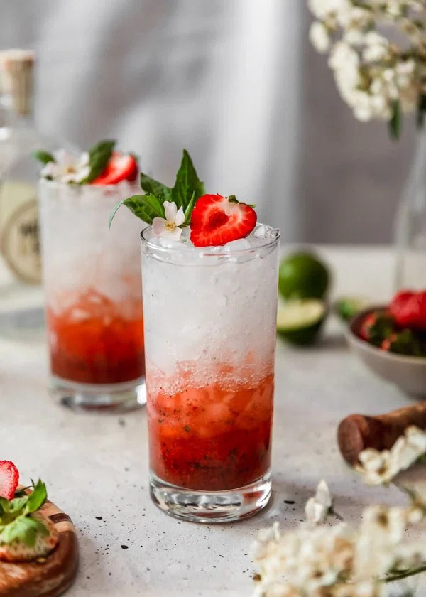 Strawberry Gin Smash With Basil & Elderflower cover