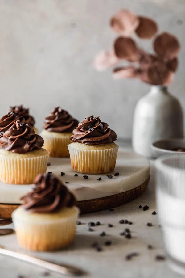 High Altitude Yellow Cupcakes With Chocolate Buttercream cover