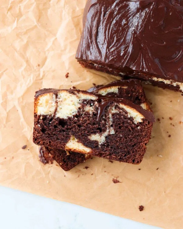 Marbled Pound Cake with Chocolate Icing cover