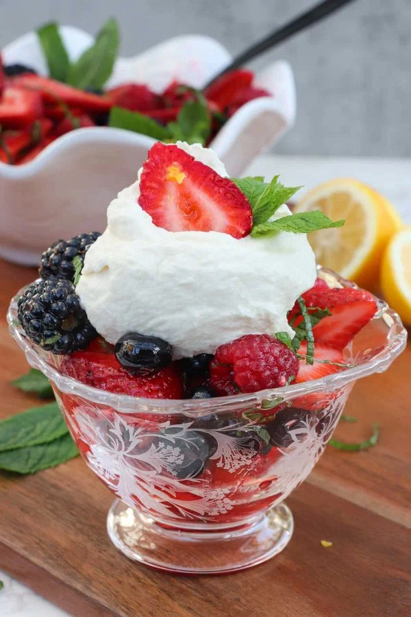 Berries and Cream with Mint and Honey Lemon Syrup cover