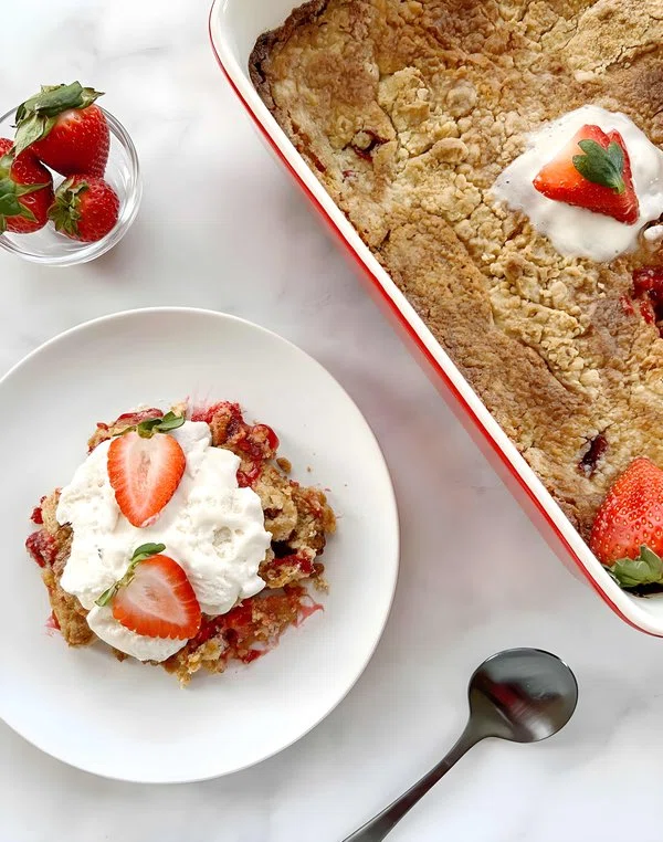 Vegan Strawberry Dump Cake cover