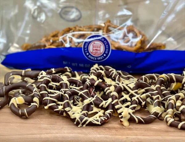 Chocolate-Covered Pretzels with Peanut Butter Drizzle cover