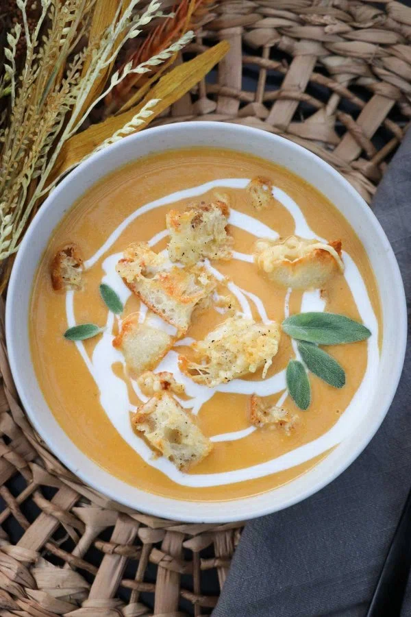 Butternut Squash Soup with Sage and Croutons cover
