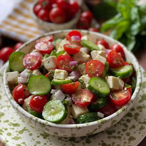 Greek Cucumber, Tomato & Feta Salad cover