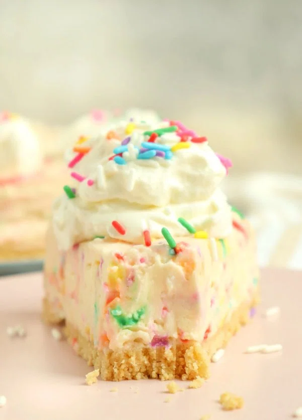 No-Bake Birthday Cake Cheesecake cover