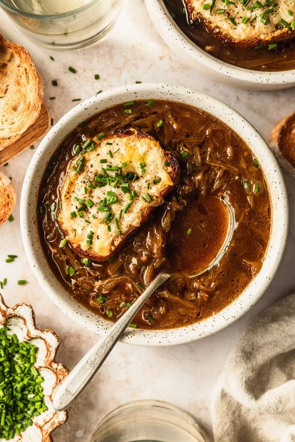 French Shallot Soup with Gruyère Croutons cover