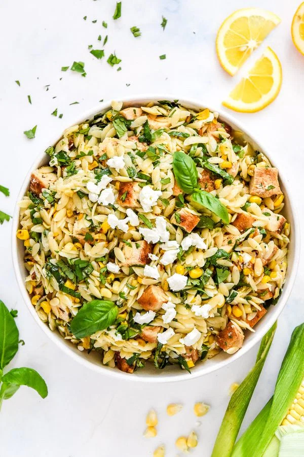 Lemony Chicken and Corn Orzo Salad cover