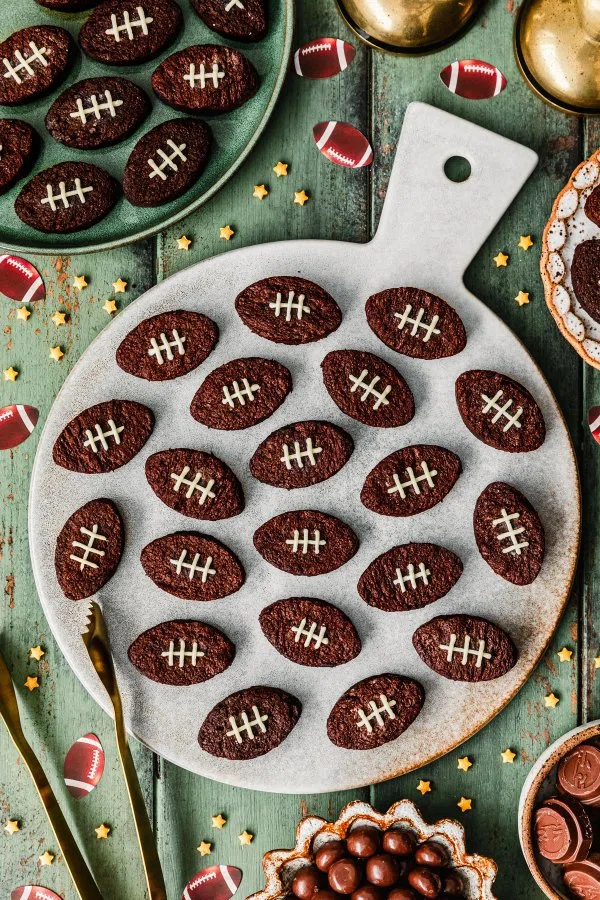 Chewy Mini Football Brownies cover
