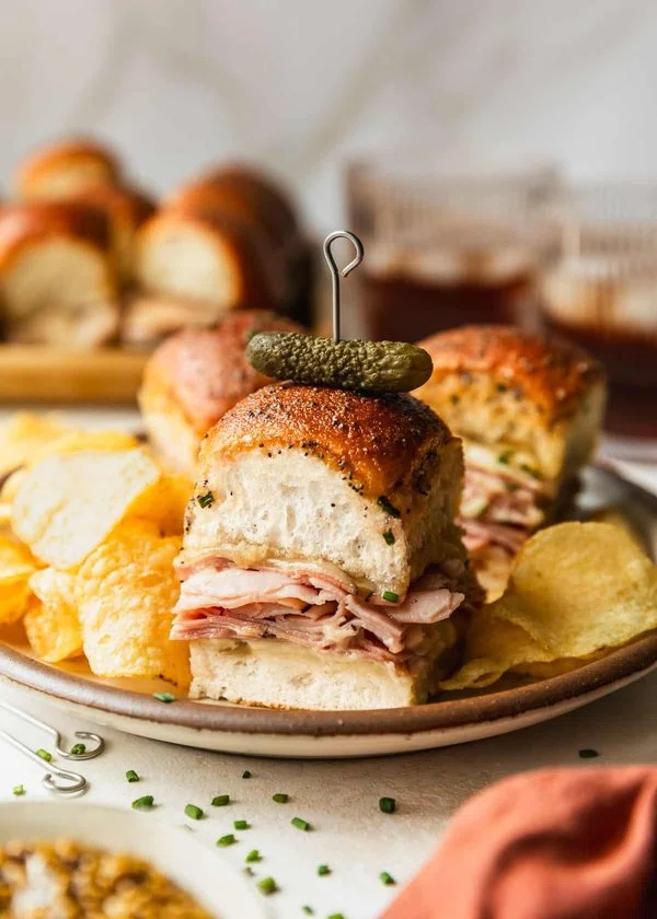 Baked Brown Sugar Ham and Cheese Sliders cover