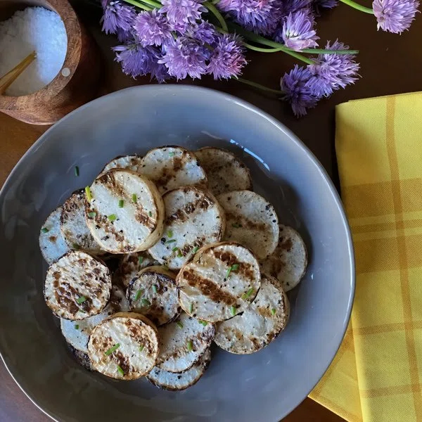 Chive Blossom-Infused Grilled Turnips cover
