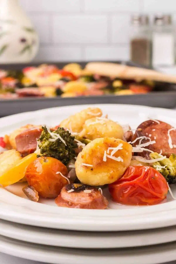 Italian Sausage with Gnocchi Sheet Pan Dinner cover