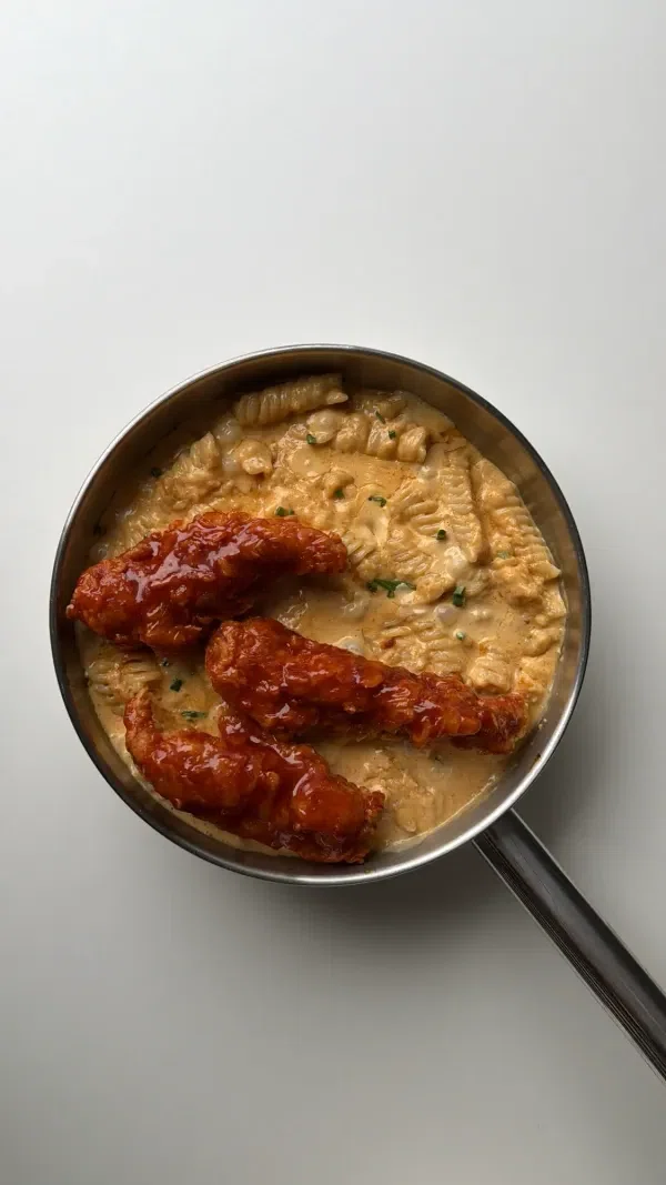 Hot Honey Chicken Tenders with Creamy Pasta cover