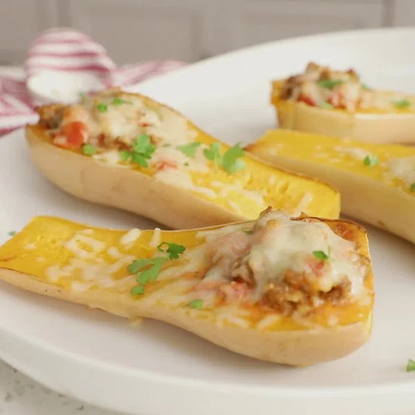 Creamy Sausage-Stuffed Butternut Squash cover