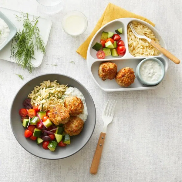 Mediterranean Meatball and Orzo Bowls cover