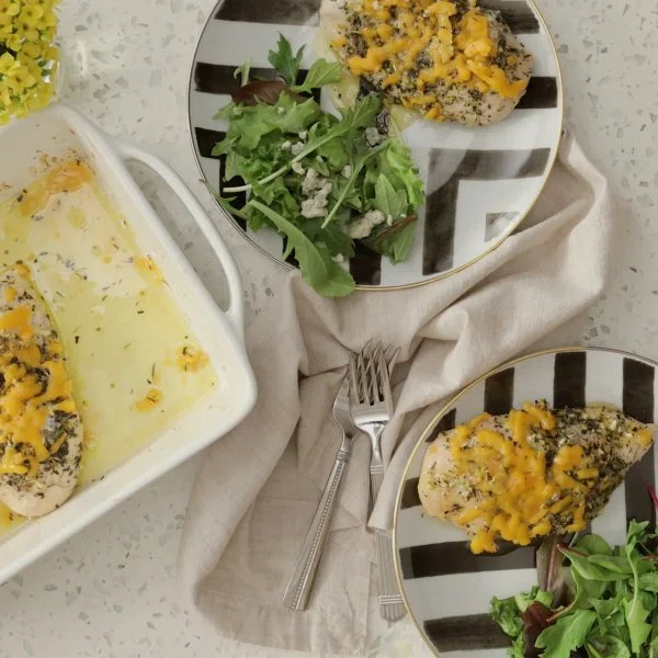 Garlic-Butter Baked Chicken Breasts with Cheese cover