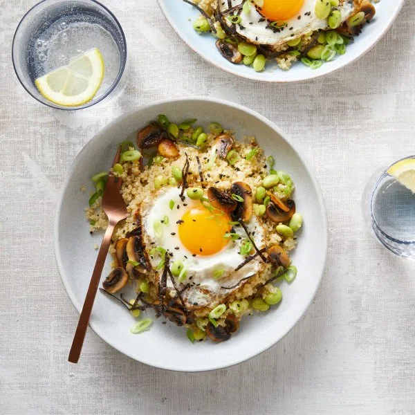 Sesame Fried Egg and Mushroom Quinoa Bowls cover