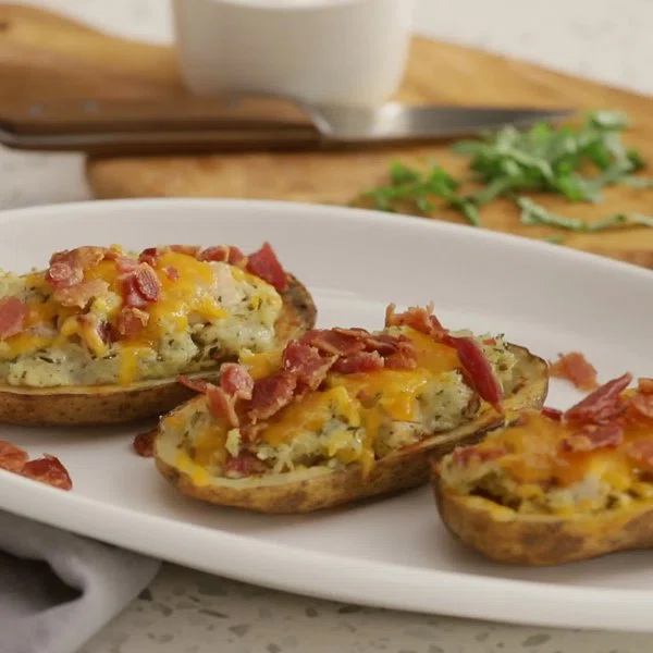 Chicken, Bacon, and Pesto Potato Skins cover