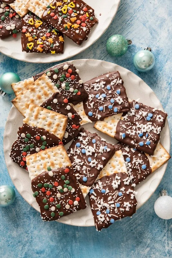 Chocolate Dipped Matzah with Sprinkles cover