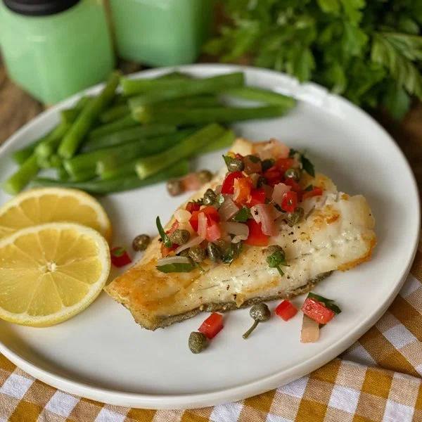 Pan-Seared Haddock with Red Pepper Caper Relish cover