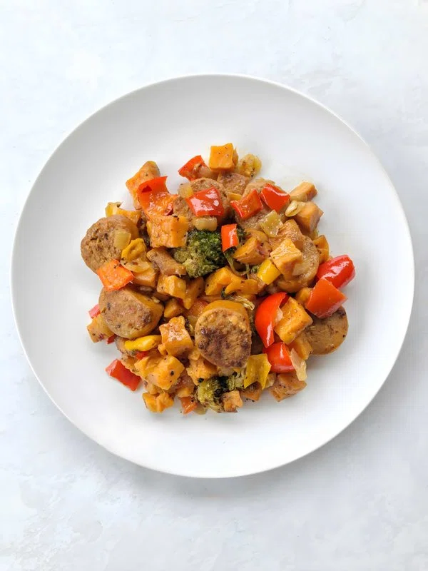 Vegan Sausage and Vegetable Skillet cover
